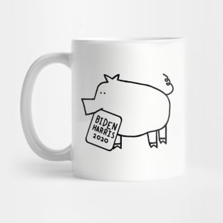 Cute Pig with Biden Harris Sign Outline Mug